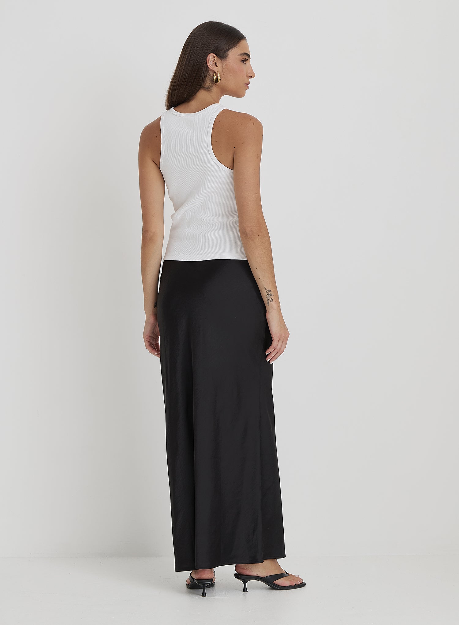 Black Satin Maxi Skirt